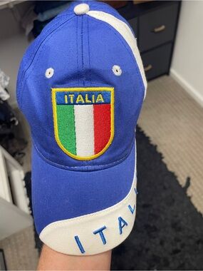 Blue Italia Baseball Cap with Tricolor Shield